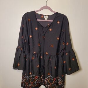 G-Unit Fashions Black Bell Sleeve Tunic Tassels Size XXL Blue